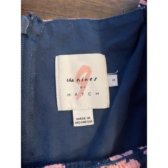 The Nines By Hatch Maternity Navy Pink Floral Smock Midi Dress Size s - Picture 2 of 3